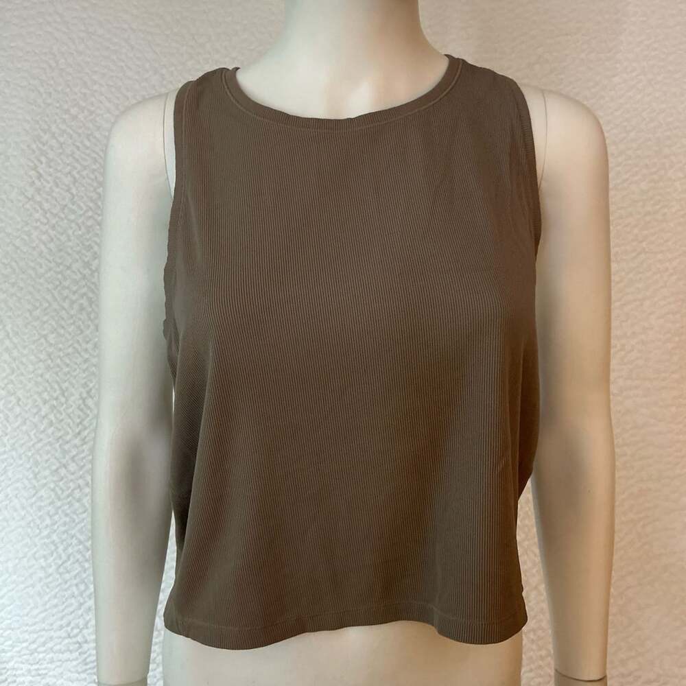 Athleta Ribbed Crop Tank Top Size XL Brown